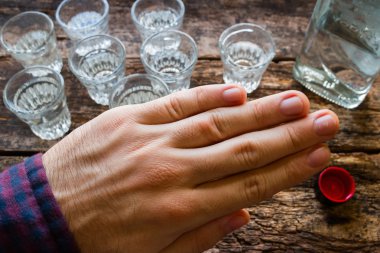 man refuses to vodka, stop alcoholism clipart