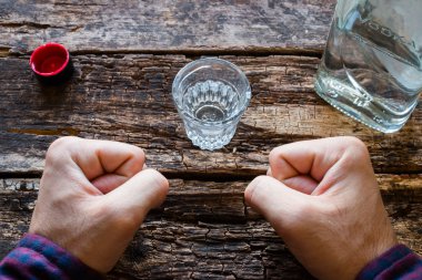 alcoholic shows willpower not to drink vodka clipart