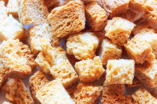 Crackers Croutons White Bread Close — Stock Photo, Image