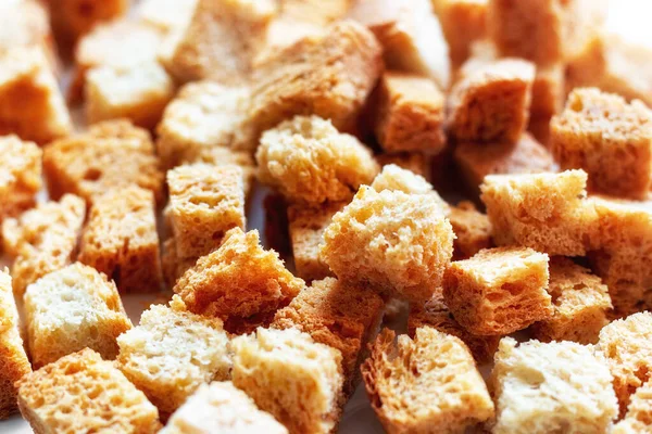 Baked White Bread Croutons Close — Stock Photo, Image