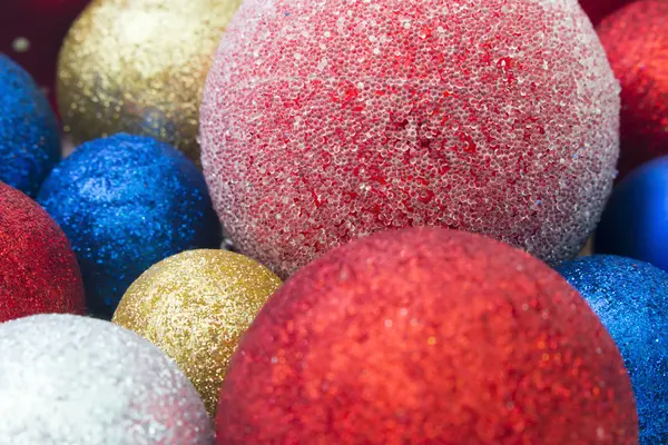 Multicolored Christmas toys closeup — Stock Photo, Image