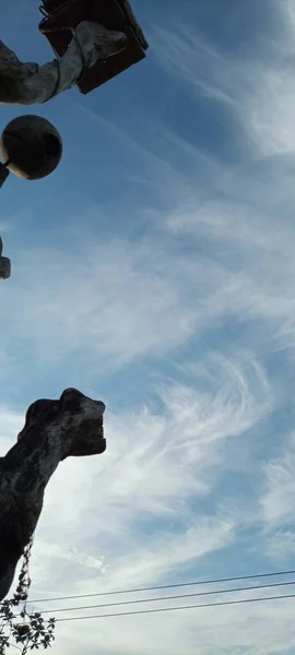 Casa Del Pájaro Viejo Árbol Madera Sobre Fondo Cielo Azul — Foto de Stock