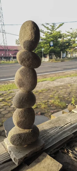 Einzigartiges Handwerk Foto Stapel Von Steinen — Stockfoto