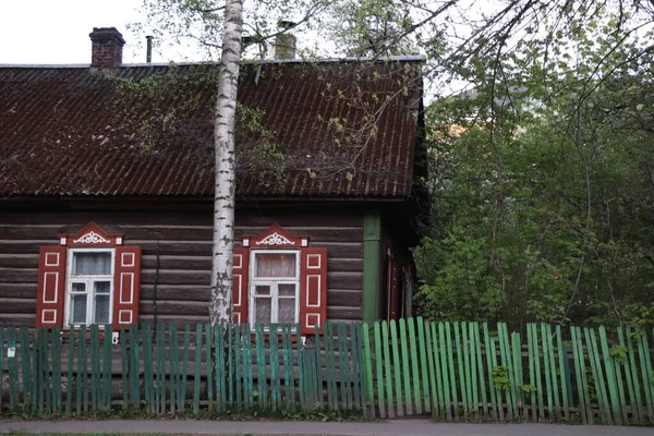 Старый Дом Деревне Белая Береза Окном — стоковое фото