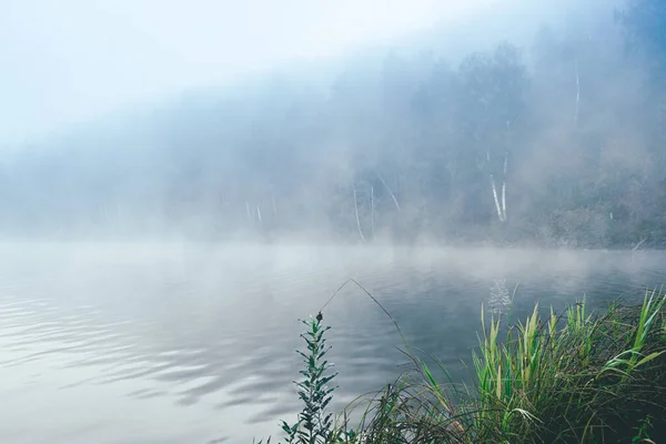 Niebla Sobre Superficie Del Agua Lago Neblina Mañana Río — Foto de Stock