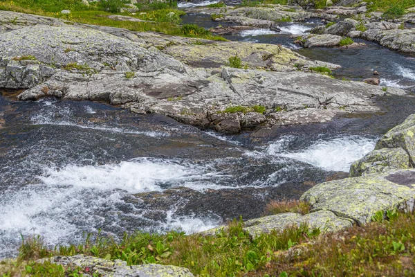 Vacker Flod Med Kristallklart Vatten Bland Höstskog — Stockfoto