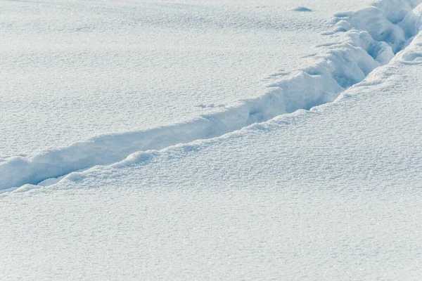 Voie Étroite Travers Neige Profonde Dans Champ Neige — Photo