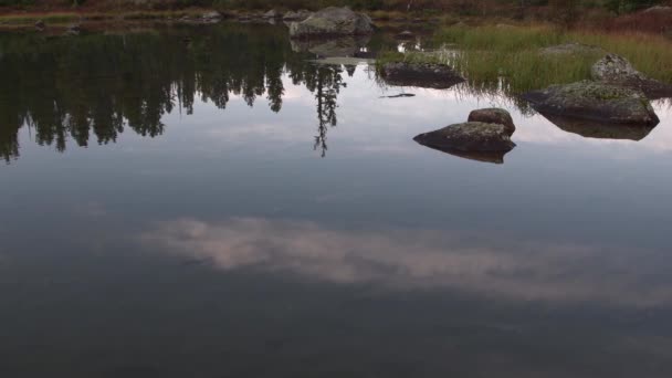 Ομαλή επιφάνεια του νερού μετά βίας κυματίζει με αεράκι — Αρχείο Βίντεο