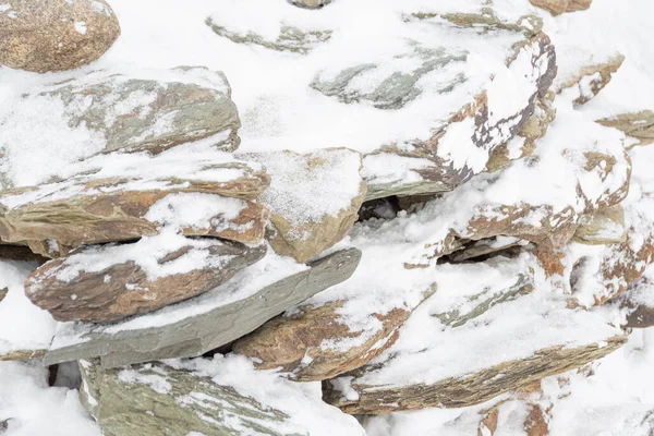 Stone Wall Touch Frost Winter Day — Stock Photo, Image