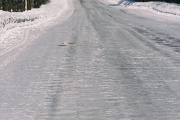 Route Verglacée Enneigée Danger Voyage Hivernal Par Route Depuis Glace — Photo