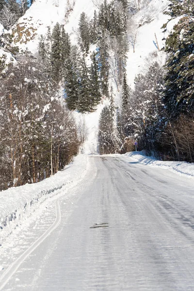 Camino Campo Cubierto Nieve Bosque Invierno — Foto de Stock