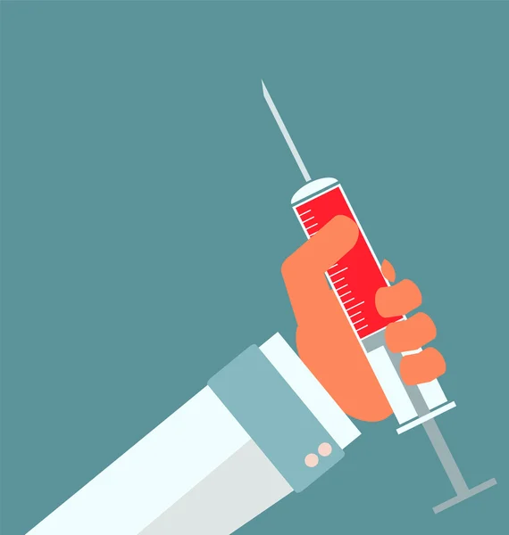 Medical syringe in doctor hand — Stock Vector