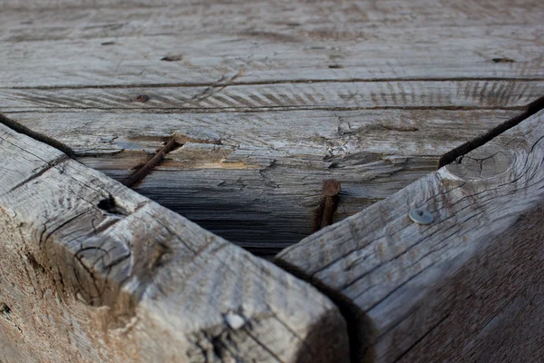 Mesa de madeira velha vintage pranchada — Fotografia de Stock