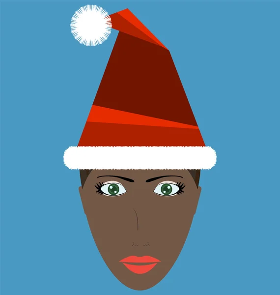 Santa fille portrait, fille portant un chapeau de Noël — Image vectorielle