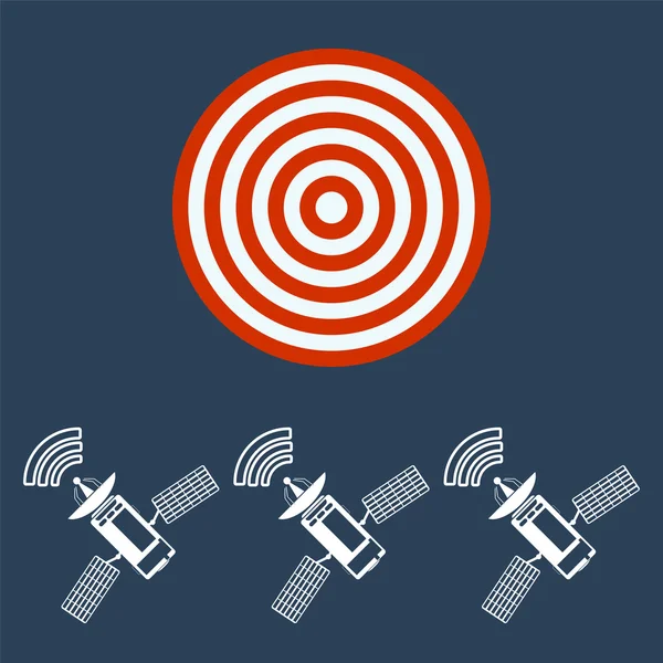 Güneş Pilleri ile iletişim uydu simgesi. Hedef kavramı.