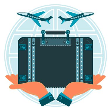 Air Plane taking off and the suitcase