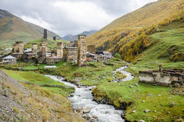 Dağlık Svaneti, Georgia Ushguli, Eylül 2013 manzara