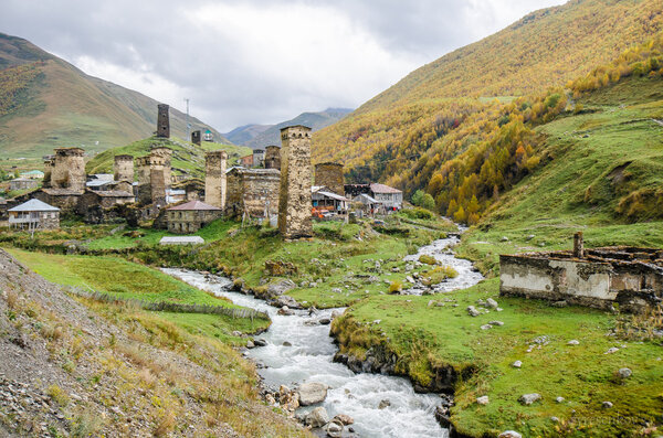 Landscape mountainous Svaneti, Georgia Ushguli, September 2013