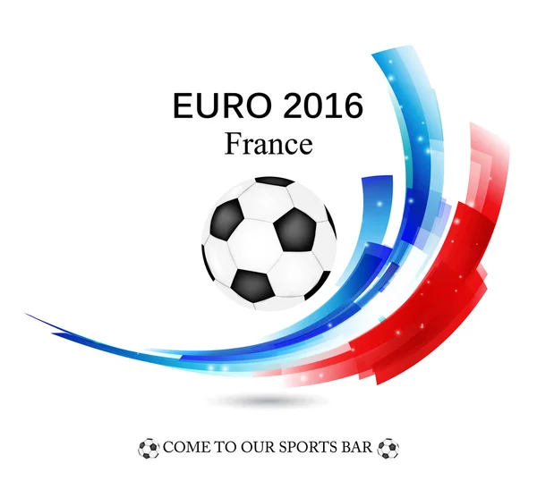 Euro 2016 Campeonato de fútbol de Francia con colores de pelota y bandera de Francia. Vector — Vector de stock