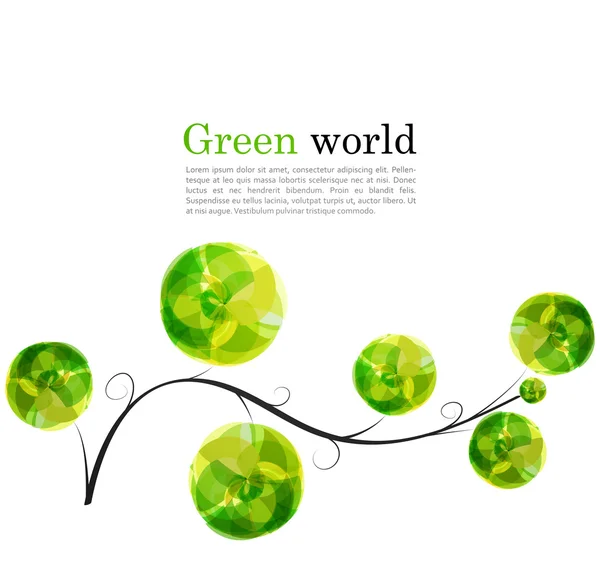 Fundo vetorial abstrato com galho e elementos verdes brilhantes para design . — Vetor de Stock