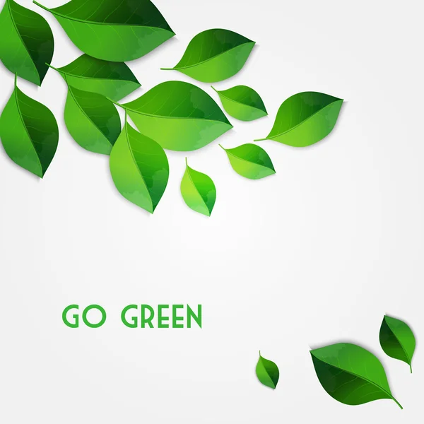 Spring green leaves background. Go green concept — Stock Vector