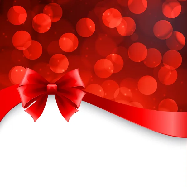 Kırmızı yay ile parlak tatil arka plan. Noel hediye kartı