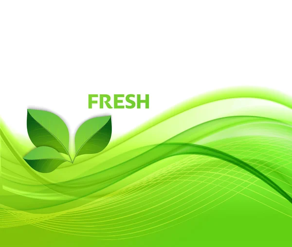 Yeşil dalgalar arka plan yaprakları ile soyut. Tasarım şablonu