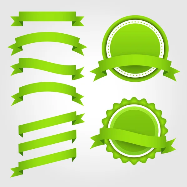 Yeşil kağıt şeritler, etiketleri ve rozetleri