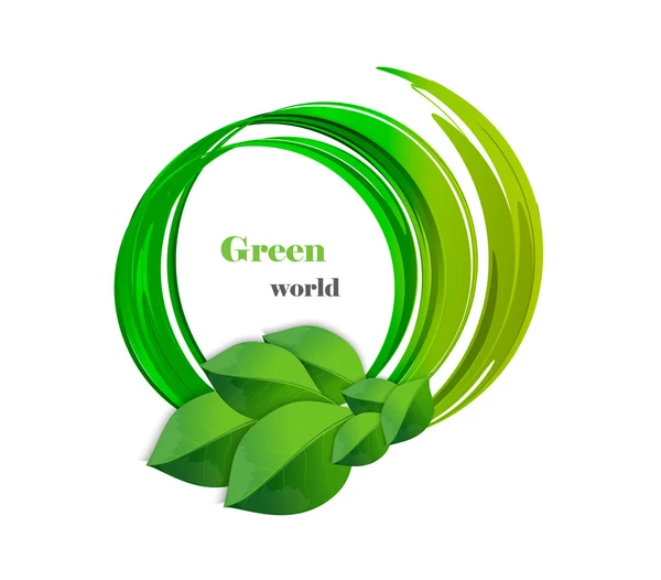Дизайн векторного логотипа природы. Экология или концепция маркировки зеленой земли листьями — стоковый вектор