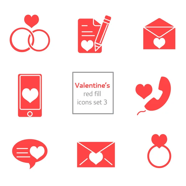 Set of Valentines Icons line and flat fill — Stock Vector