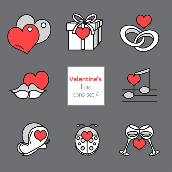 Ensemble d'icônes de Saint-Valentin rempli d'amour — Image vectorielle