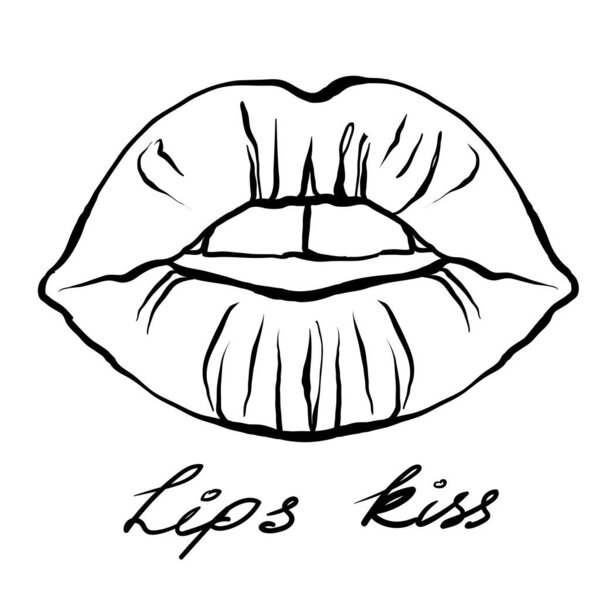 A little bit open lips with teeth and tongue. ink hand drawn mouth on white background. vector isolated part of face. — Stock Illustration Little Bit Open Lips Teeth Tongue Ink Hand Drawn Mouth — Stock Vector