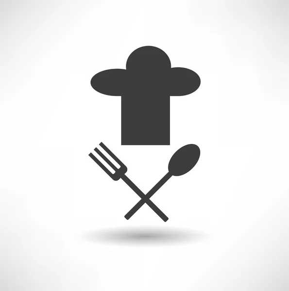 Cook, fork and spoon  icon — Stock Vector