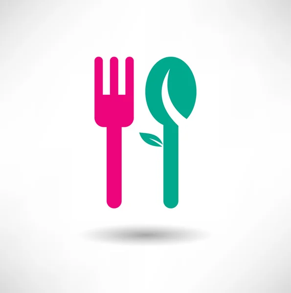 Cuillère et fourchette éco icône — Image vectorielle
