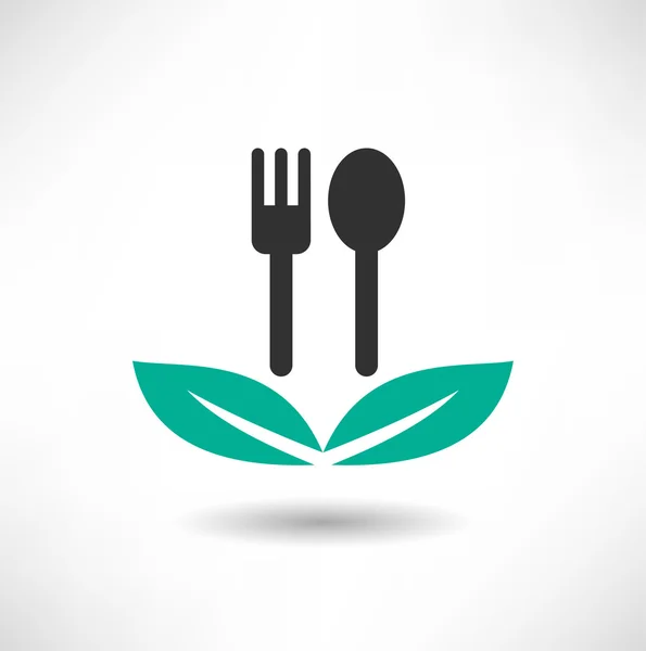 Spoon and fork eco icon — Stock Vector