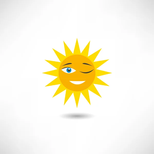 Sonriente icono del sol — Vector de stock