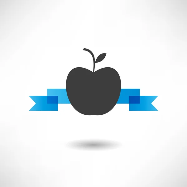 Icône pomme et ruban — Image vectorielle