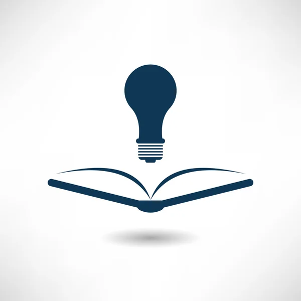 A könyv és a villanykörte ikon — Stock Vector