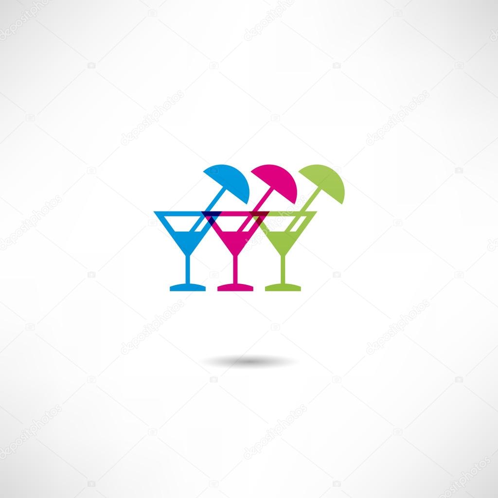 Cocktail in glasses icon