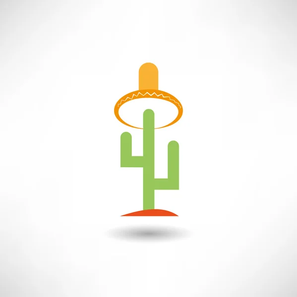 Cactus dans l'icône chapeau — Image vectorielle