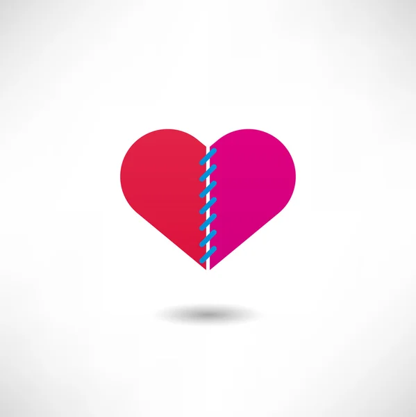 Icono de corazón cosido — Vector de stock