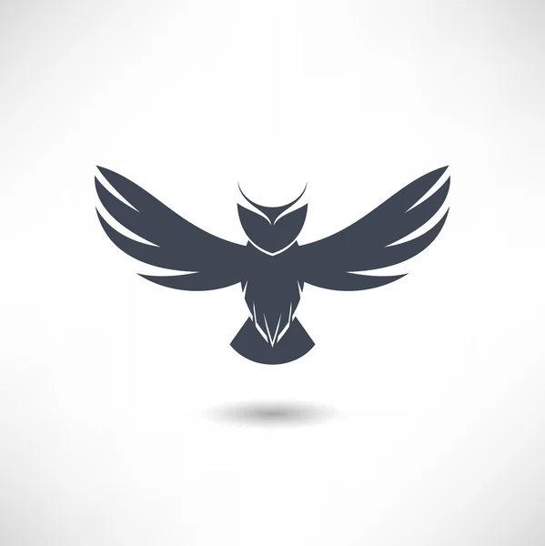 Owl in vlucht pictogram — Stockvector