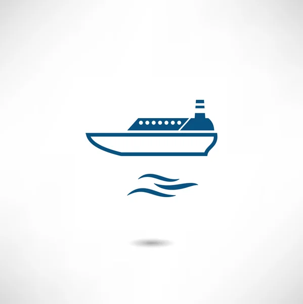 Barco en el icono del agua — Vector de stock