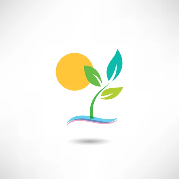Icône plante et soleil — Image vectorielle