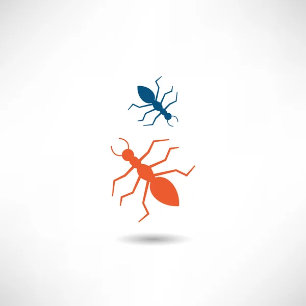 Black and red ants icon — Stock Vector