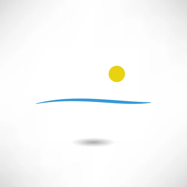 Icono de ola y sol — Vector de stock