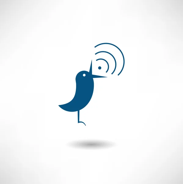 鳥歌うアイコン — ストックベクタ