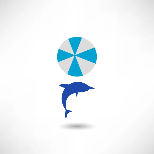 Dolfijn met de bal pictogram — Stockvector