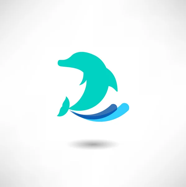 Dolfijn pictogram op wit — Stockvector
