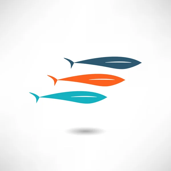 Icono de pescado en blanco — Vector de stock